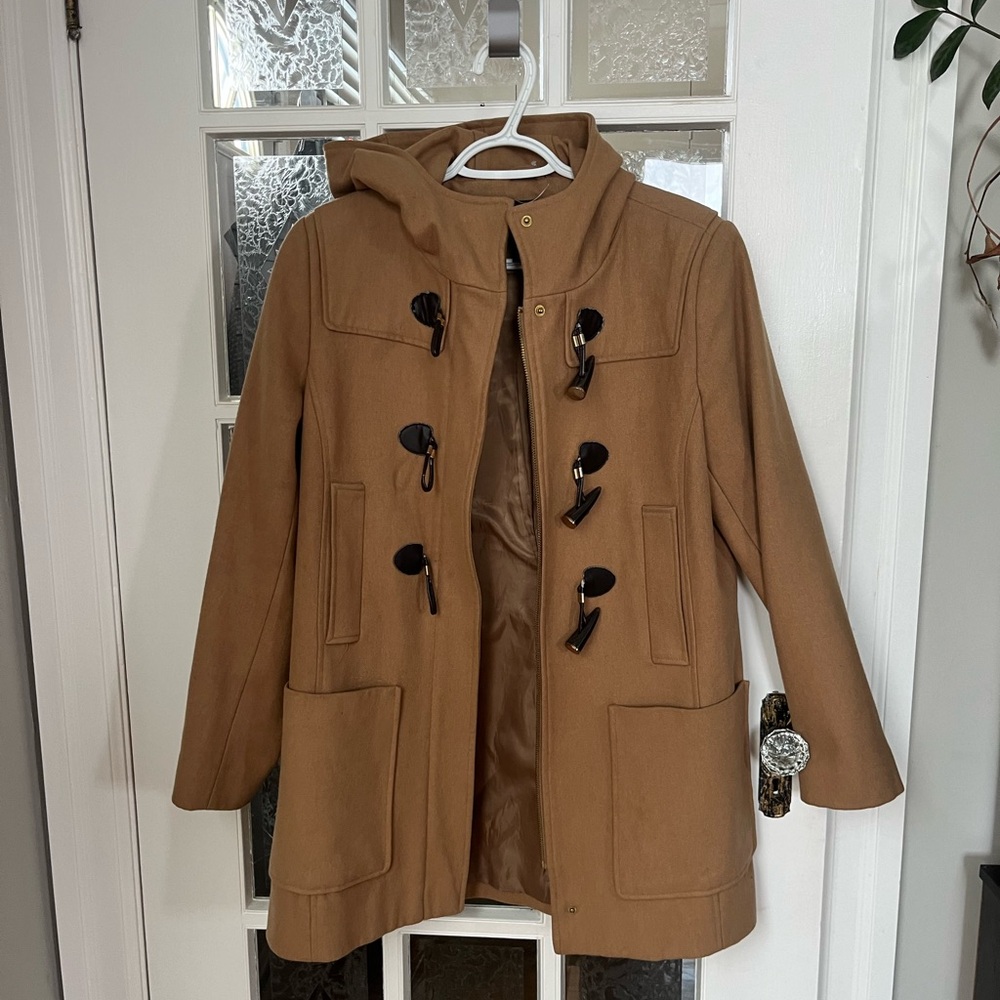 London Fog Women's Camel Toggle Jacket | Designer Jacket | Size M